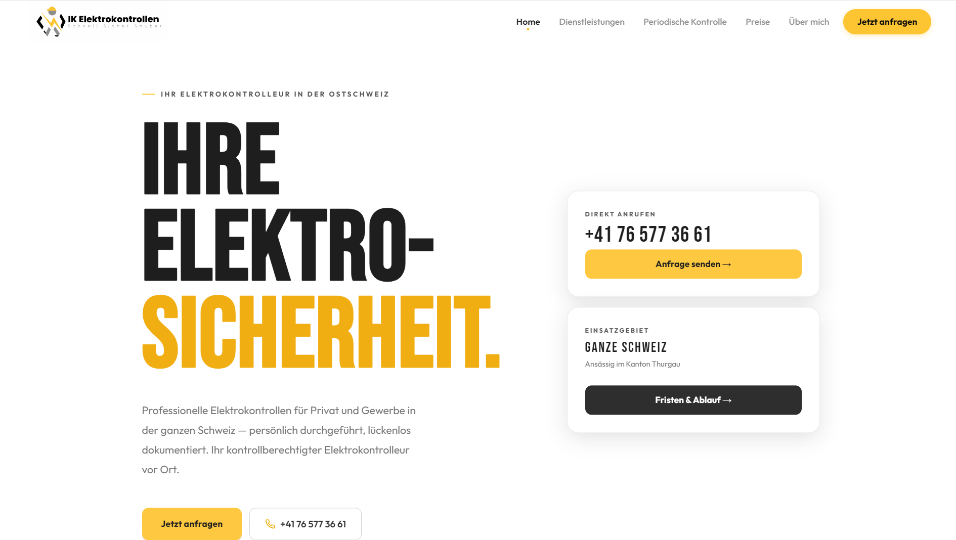 IK Elektrokontrollen – Website Screenshot